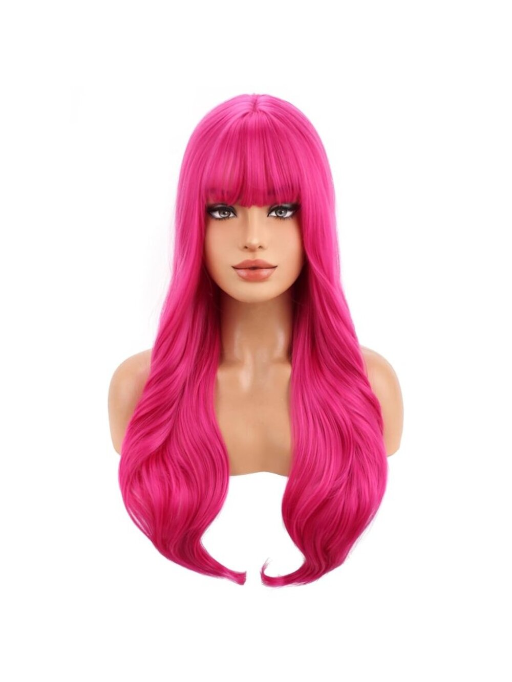 Women's Hot Pink BERON Long Adjustable Ombre Wig for Curly Wavy Synthetic Hairs